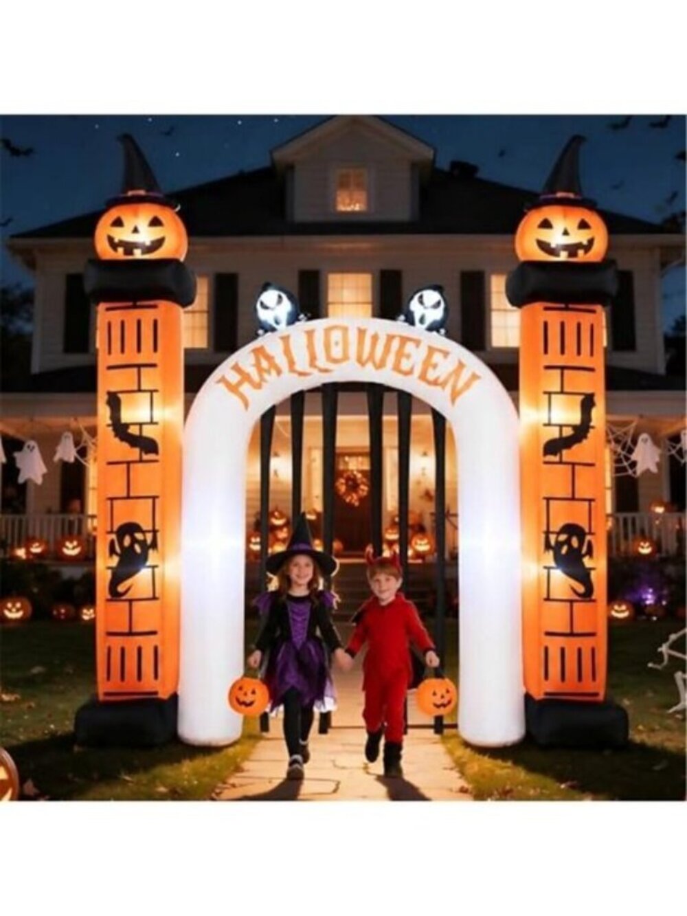 11FT Halloween Inflatable Archway Outdoor Decorations with 11 LEDs, Blow Up